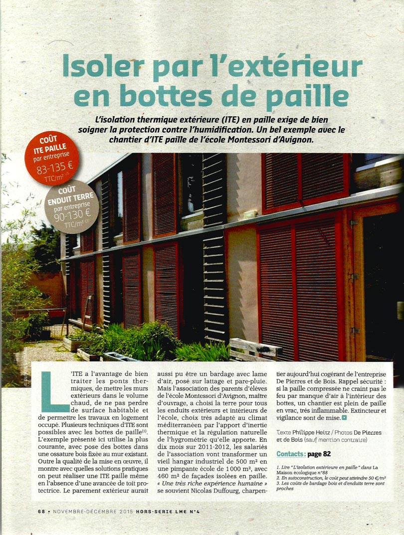 La Maison écologique - article isoler en bottes de paille par l'extérieur - p1