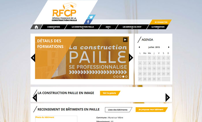 Page accueil site Réseau Français de la Construction Paille
