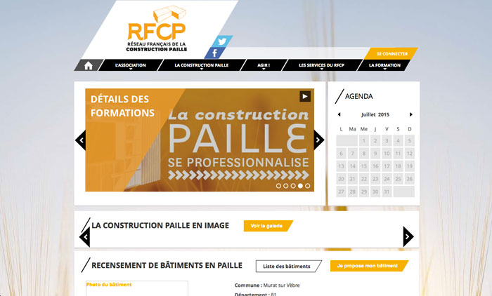 Page accueil site Réseau Français de la Construction Paille