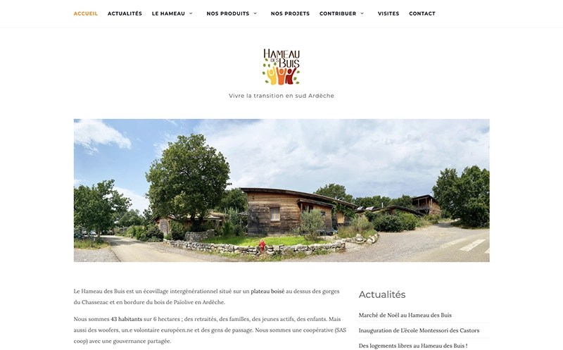 Page accueil site Le Hameau des Buis